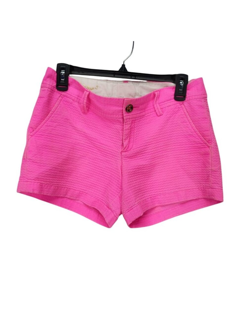 Lilly Pulitzer Pink Textured Cotton Callahan Shorts Size 4 Womens Casual Summer